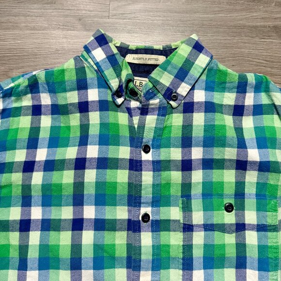 L.L. Bean Men's Scotch Plaid Flannel Shirt - Blue/Green - Picture 2 of 10